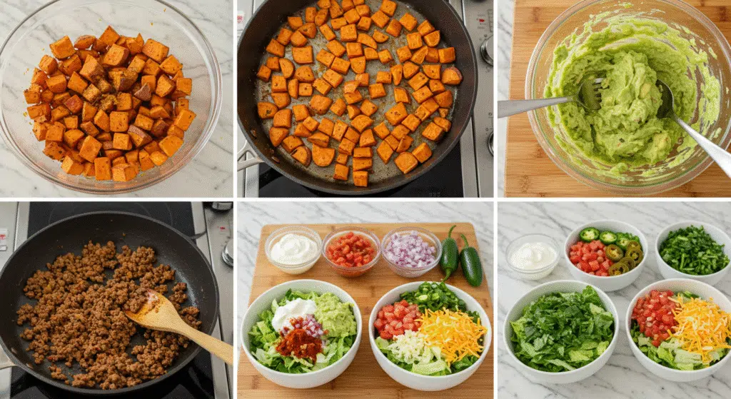 Steps for High Protein Sweet Potato Taco Bowl Recipe